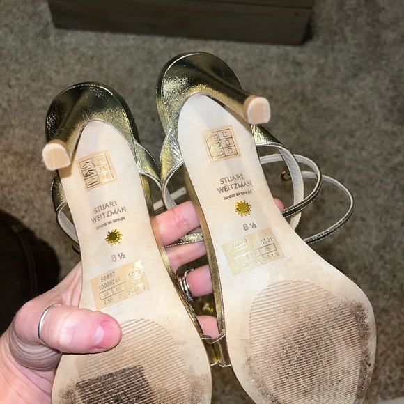 Stuart Weitzman Gold 8.5 Tie Up Heeled Sandals - Picture 3 of 6